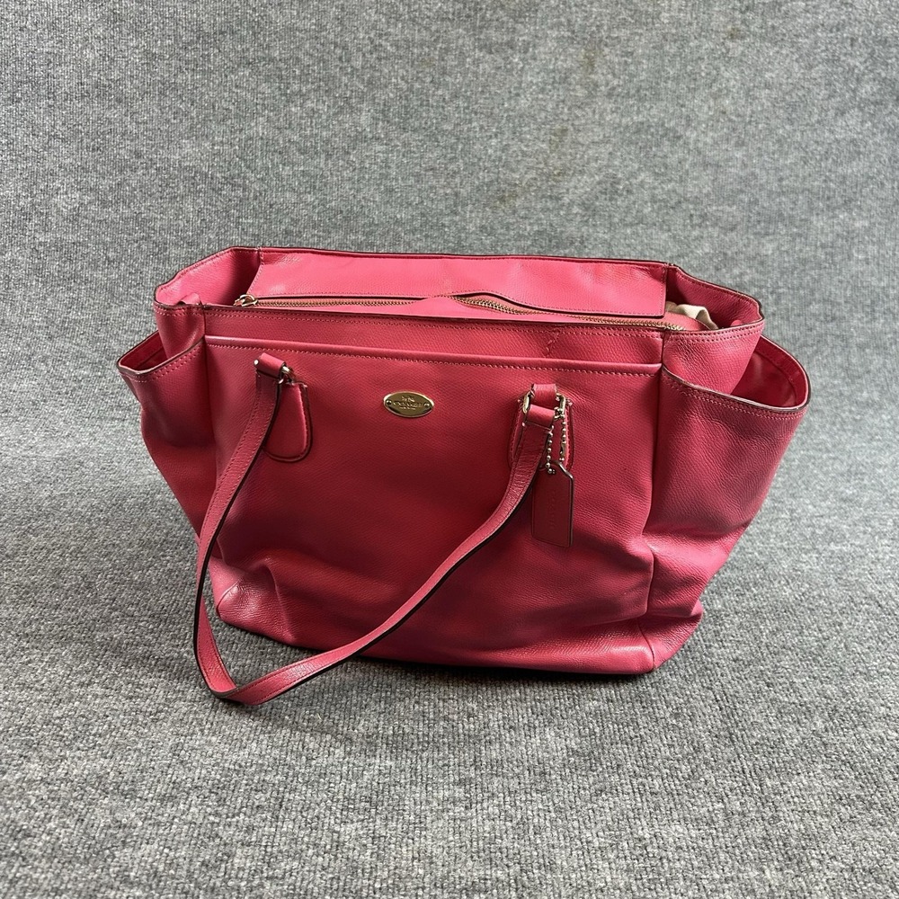 Coach Tote Bag Womens Large Pink Leather Zip Top Shoulder Purse Handbag